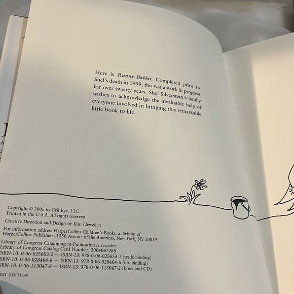 Runny Babbit A Billy Sook by Shel Silverstein First Edition 2005 HC & Where The - Picture 3 of 8
